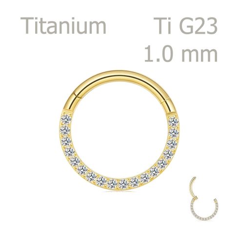ClarityTi Or Slim – 1,0 mm-es aranyszínű titán karikapiercing cirkóniakövekkel