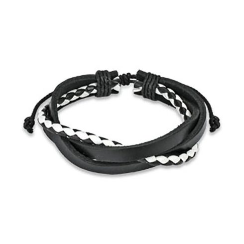 Black & white leather bracelet HBL0054