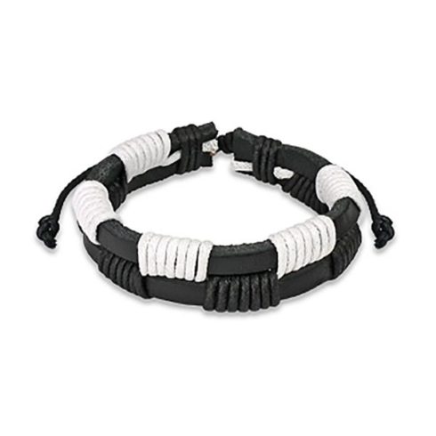 Black & white leather bracelet HBL0062