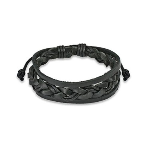 Black leather bracelet HBL0087BK