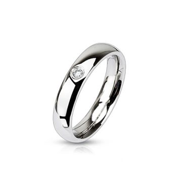 Single CZ 4mm Wide Classic Band Ring HR-011