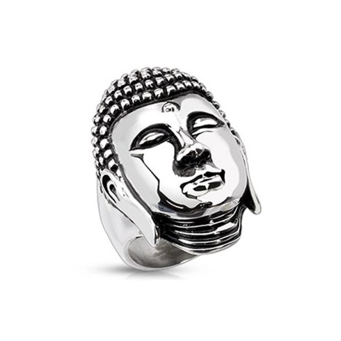 Meditáló Buddha, nemesacél gyűrű HRH-3919