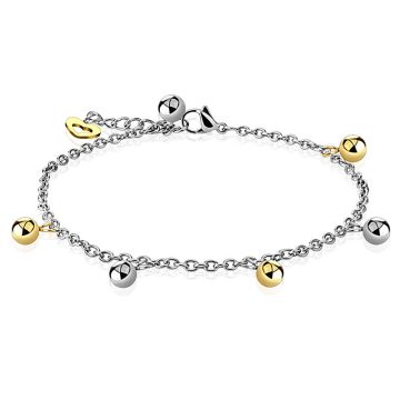 Stainless Steel Anklet with Steel Beads and Heart HSA249