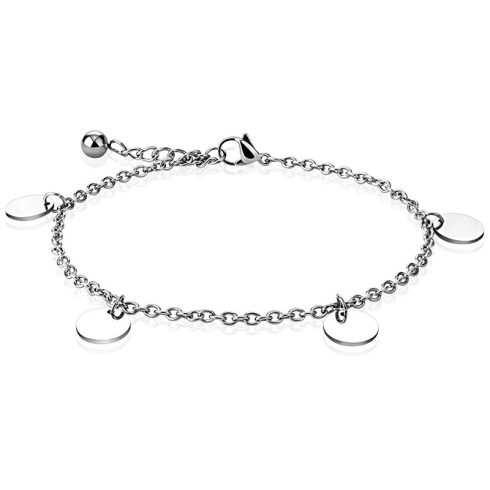 Stainless Steel Anklet with Shiny Round Charms HSA258