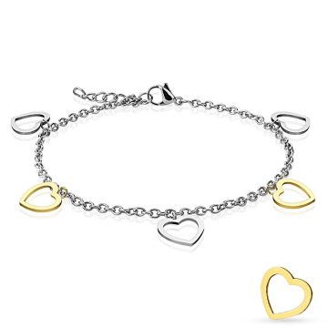 Stainless Steel Anklet with Hearts HSA270