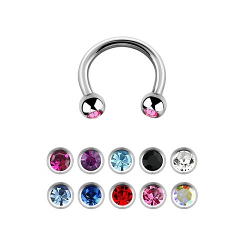 Circular Barbells with Jewelled Balls - 1.2 mm SS316L - BCBN