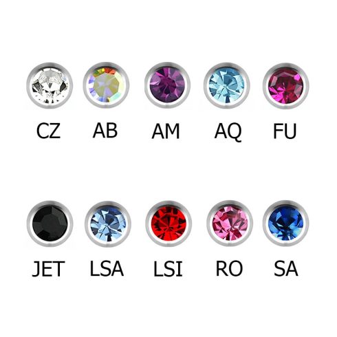 Circular Barbells with Jewelled Balls - 1.2 mm SS316L - BCBN