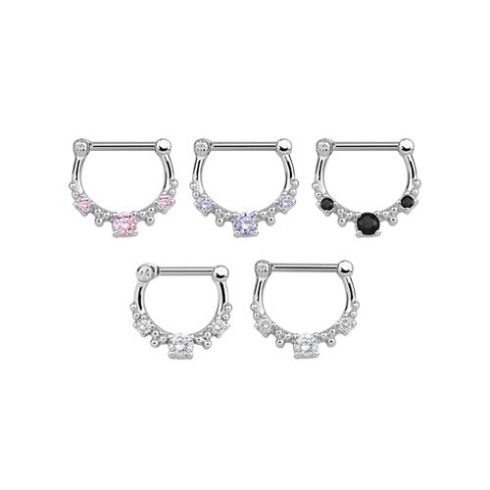 Septum and Daith Clicker with CZ Stones JSL16