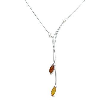 Silver Necklace with Amber Stones N6144.2