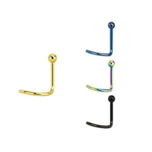 Anodized Surgical Steel Nosestud with Ball and Curved Stem NSBCA