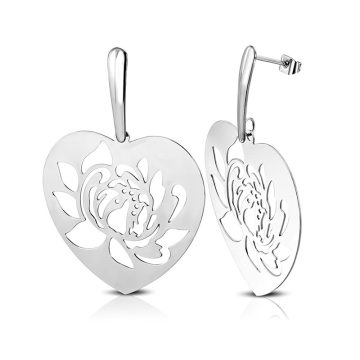 Cut-Out Filigree Lotus Flower Steel Earring OEMS579