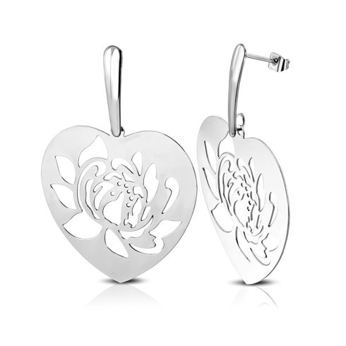 Cut-Out Filigree Lotus Flower Steel Earring OEMS579