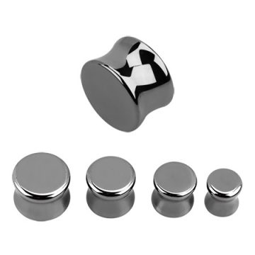 Double Flare Hematite Stone Plug - 12mm OHEPL-12