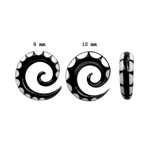 Half Dots - Horn Spiral 8 - 10 mm with White Inlay OHOSP-02L