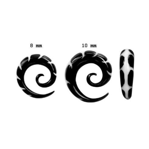 Tribal Fishbone - Horn Spiral 8 - 10 mm with White Inlay OHOSP-04L