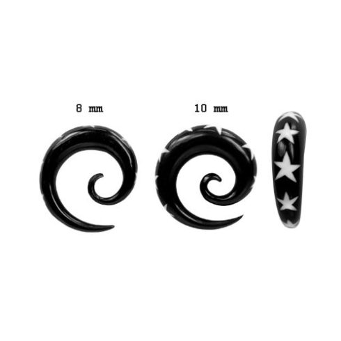 Stars - Horn Spiral 8 - 10 mm with White Inlay OHOSP-05M