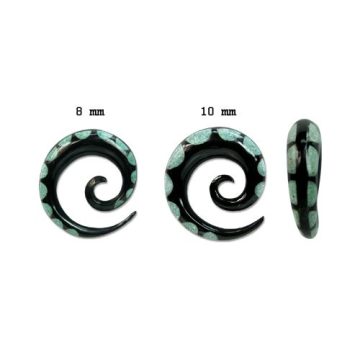   Half Dots - Horn Spiral 8 - 10 mm with Turquoise Inlay OHOSPT-02L