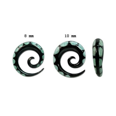 Half Dots - Horn Spiral 8 - 10 mm with Turquoise Inlay OHOSPT-02L