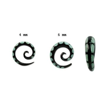   Half Dots - Horn Spiral 4 - 6 mm with Turquoise Inlay OHOSPT-02M