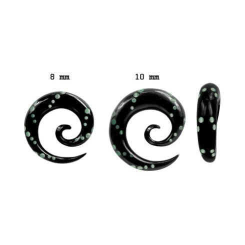 Small Dots - Horn Spiral 8 - 10 mm with Turquoise Inlay OHOSPT-03L