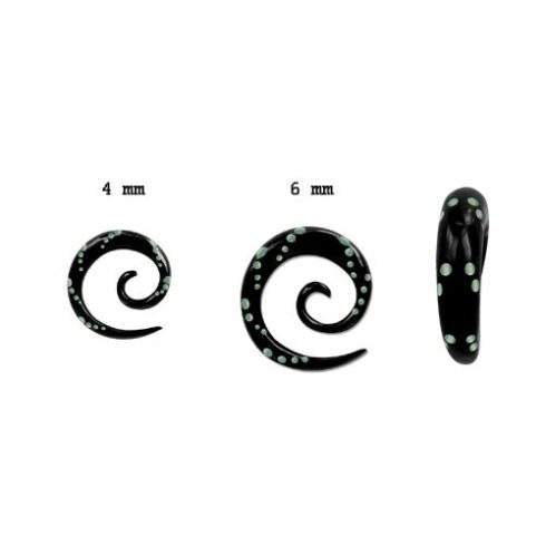 Small Dots - Horn Spiral 4 - 6 mm with Turquoise Inlay OHOSPT-03M