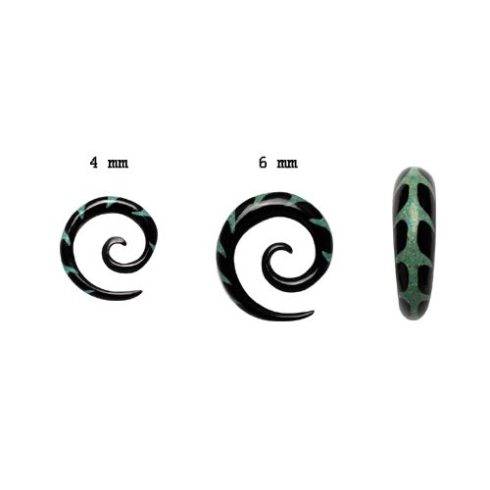 Tribal Fishbone - Horn Spiral 4 - 6 mm with Turquoise inlay Inlay OHOSP-04M