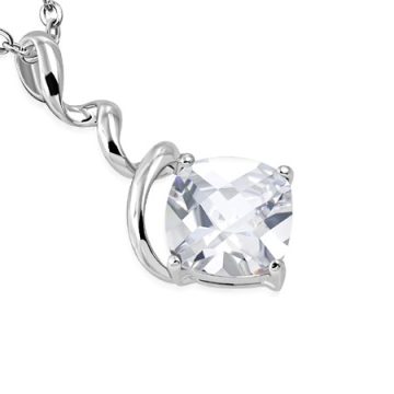 Crystal Square Charm Twisted Pendant - Clear CZ OPTS132