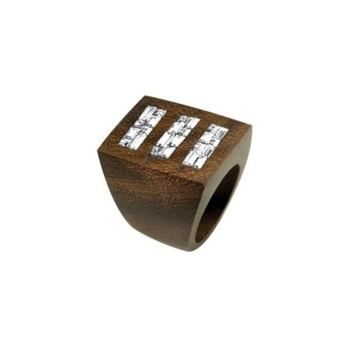 Wooden Ring with Baguette and Square Crystal OWORI-01