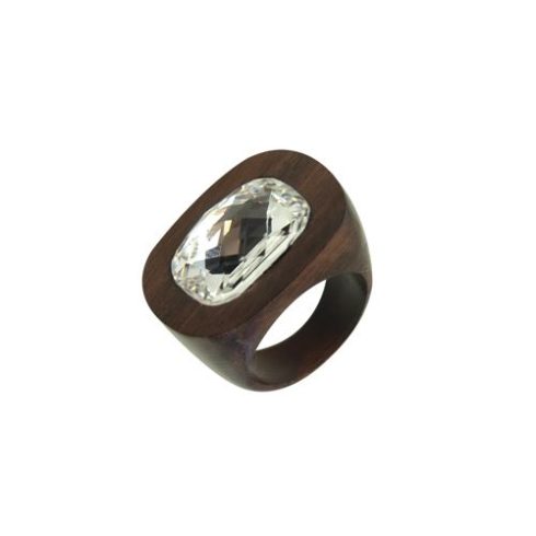 Wooden Ring with Classical Crystal OWORI-05CZ
