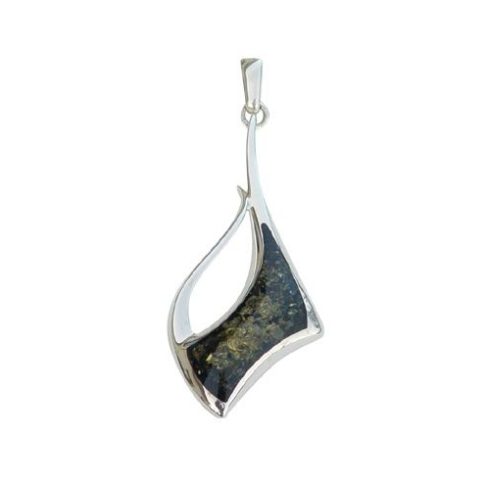 Designed Silver Pendant with Amber Stone P1104GR