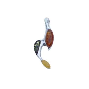 Silver Pendant with Amber Stone P1743.2