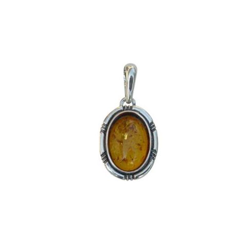 Silver Pendant with Amber Stone P1836