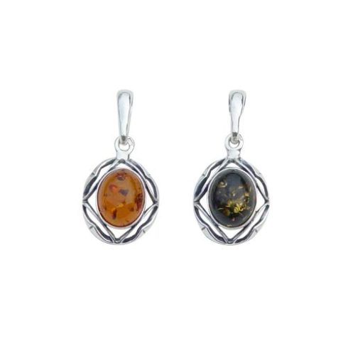 Silver Pendant with Amber Stone P1943
