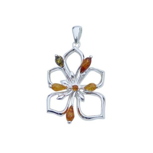 Silver Pendant with Amber Stone P309.1