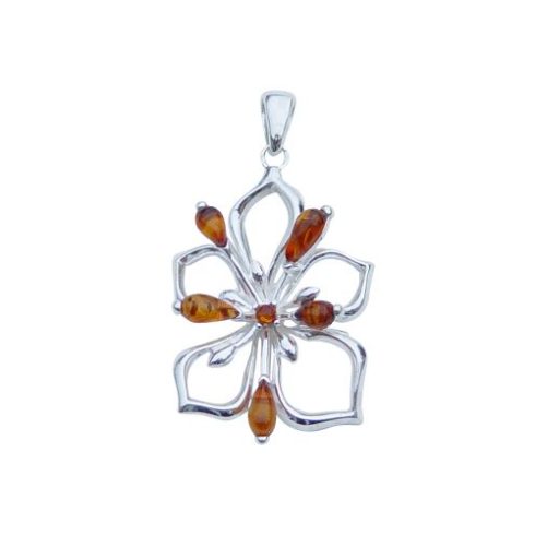 Silver Pendant with Amber Stone P309.2