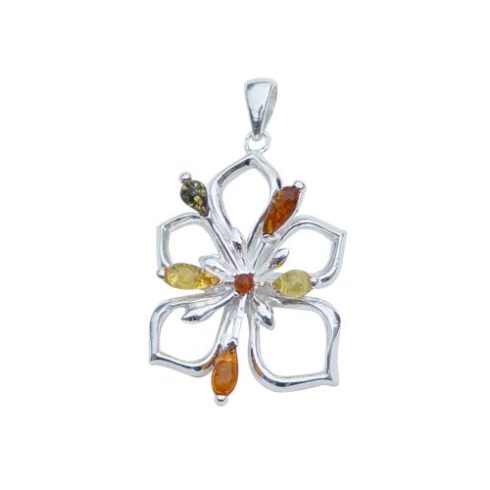 Silver Pendant with Amber Stone P309.4
