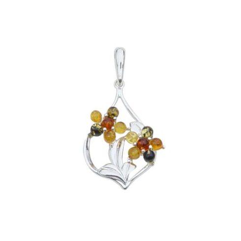 Silver Pendant with Amber Stone P327.2