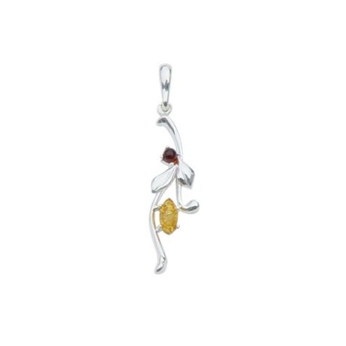 Silver Pendant with Amber Stone P375.2