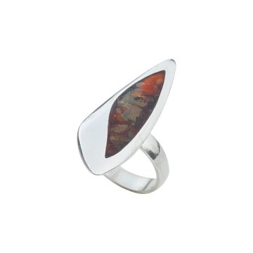 Designed Silver Ring with Amber Stone R604