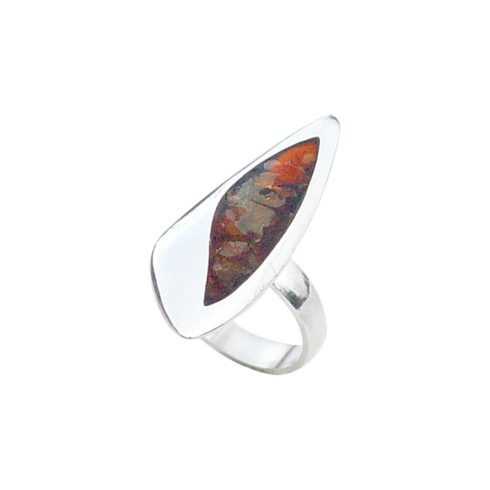 Designed Silver Ring with Amber Stone R604