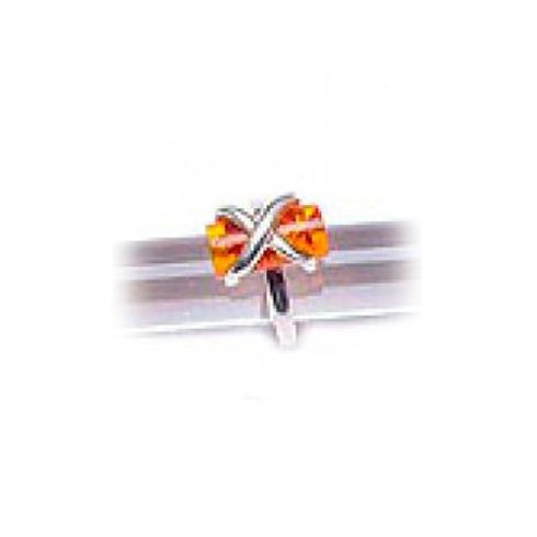 Designed Silver Ring with Amber Stone R7016