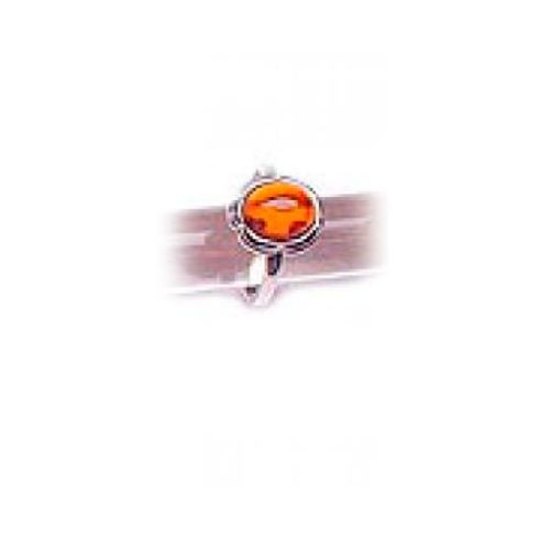 Designed Silver Ring with Amber Stone R7091