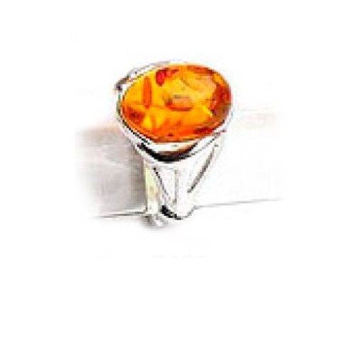 Silver Ring with Amber Stone R7093