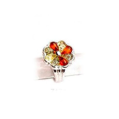 Silver Ring with Amber Stone R7174