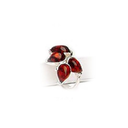 Silver Ring with Amber Stone R7184