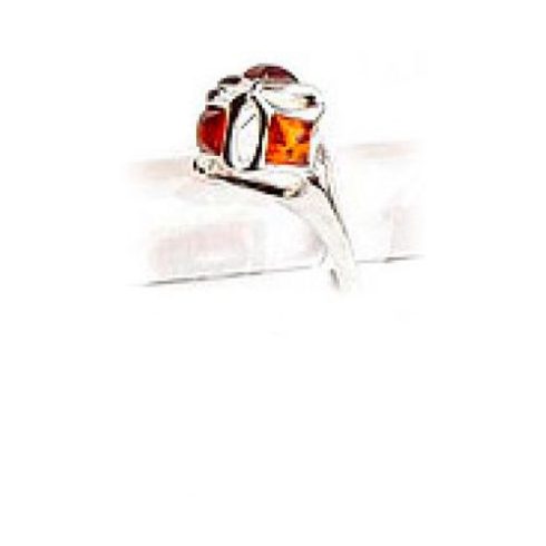 Silver Ring with Amber Stone R7194