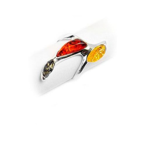 Silver Ring with Amber Stone R7236
