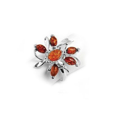 Silver Ring with Amber Stone R7239