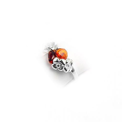 Silver Ring with Amber Stone R7246