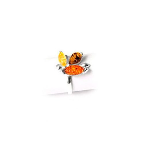 Silver Ring with Amber Stone R7279